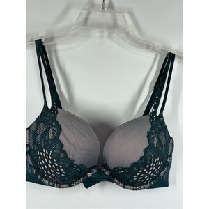 Victoria's Secret Vintage very sexy push-up pigeonnant green lace bra size 38C N